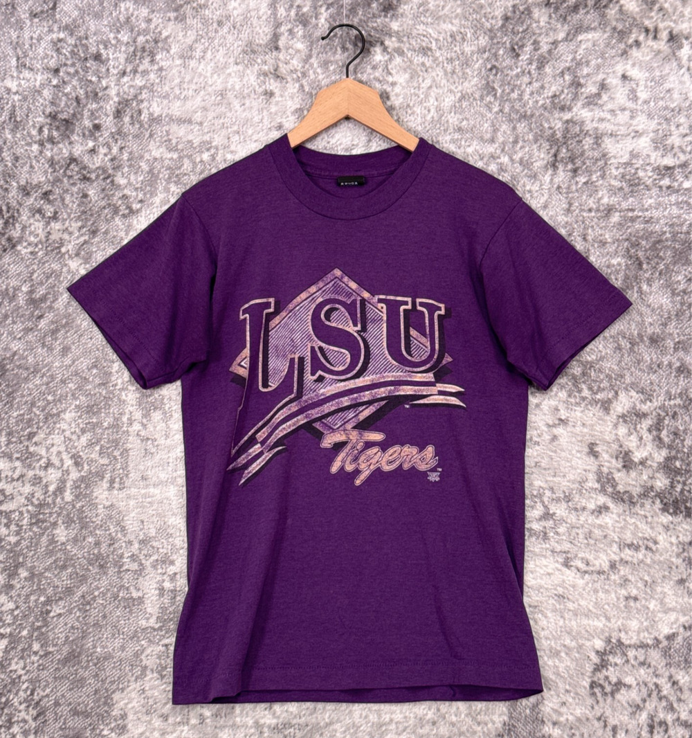 Vintage Screen Stars T Shirt Medium Mens LSU Tigers Purple Single Stitch